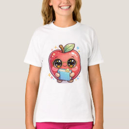メガネをかけた本を持つかわいいかわいいスマートアップル Tシャツ