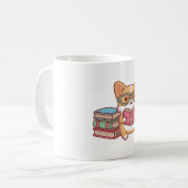 メガネをかけた本を読むかわいいコーギー コーヒーマグカップ (正面左)