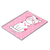 メガネをかけた水玉模様のキュートな白猫 ノートブック (左側)