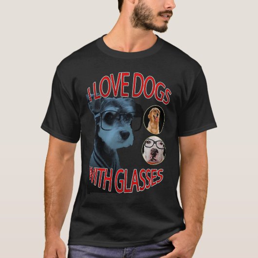 メガネをかけた犬が好き Tシャツ (正面)