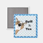 メガネをかけた犬のティースピルマグネット マグネット (正面/裏面)