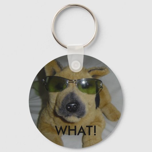 メガネをかけた犬のユーモア キーホルダー (正面)