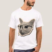 メガネをかけた猫のスマートなデザイン  Tシャツ (正面)