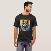 メガネをかけた猫 Tシャツ (正面フル)