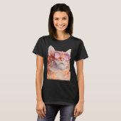 メガネをかけた猫 Tシャツ (正面フル)