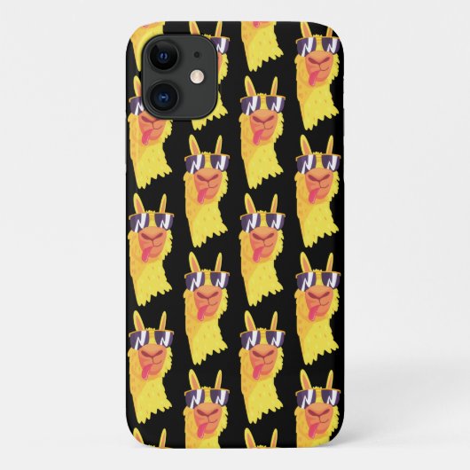メガネをかけた面白いラマの顔の模様 Case-Mate i iPhoneケース (裏面)
