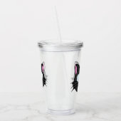 メガネをかけているダークキャットブラックキャットグレー猫 アクリルタンブラー (左)