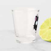 メガネをかけているダークキャットブラックキャットグレー猫 ショットグラス (左)