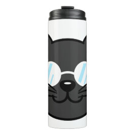 メガネをかけているダークキャットブラックキャットグレー猫 タンブラー