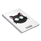 メガネをかけているダークキャットブラックキャットグレー猫 ノートブック (右側)
