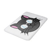 メガネをかけているダークキャットブラックキャットグレー猫 バスマット (アングル)