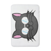 メガネをかけているダークキャットブラックキャットグレー猫 バスマット (正面縦)