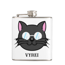 メガネをかけているダークキャットブラックキャットグレー猫 フラスク