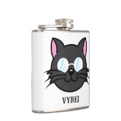 メガネをかけているダークキャットブラックキャットグレー猫 フラスク (右)