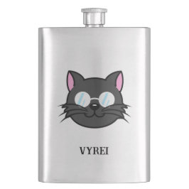 メガネをかけているダークキャットブラックキャットグレー猫 フラスク