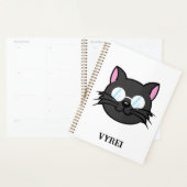 メガネをかけているダークキャットブラックキャットグレー猫 プランナー手帳 (ディスプレー)