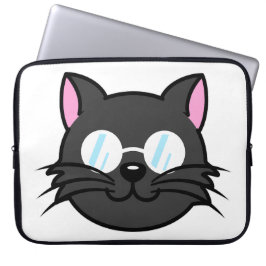 メガネをかけているダークキャットブラックキャットグレー猫 ラップトップスリーブ