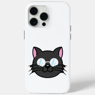 メガネをかけているダークキャットブラックキャットグレー猫 iPhone 15 PRO MAXケース