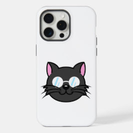メガネをかけているダークキャットブラックキャットグレー猫 iPhone 15 PRO MAXケース