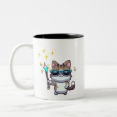 メガネをかけている可愛い猫たちの魔法ワンズスター ツートーンマグカップ (左)