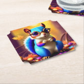 メガネをかけている可愛い青リス–46506 ペーパーコースター (アングル)