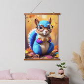 メガネをかけている可愛い青リス–46506 吊り下げ型タペストリー (寝室)