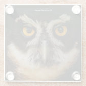 メガネフクロウの魅惑の黄金の目 ガラスコースター (裏面)