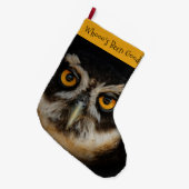 メガネフクロウの魅惑の黄金の目 ラージクリスマスストッキング (正面 (吊り時))