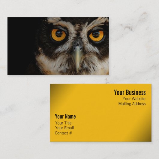 メガネフクロウの魅惑の黄金の目 名刺 (正面/裏面)