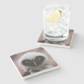 メガネフクロウ ストーンコースター (横)