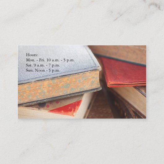 メガネ付きヴィンテージ本の山 名刺 (裏面)