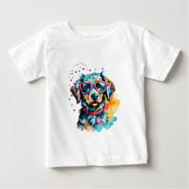 メガネ犬 ベビーTシャツ