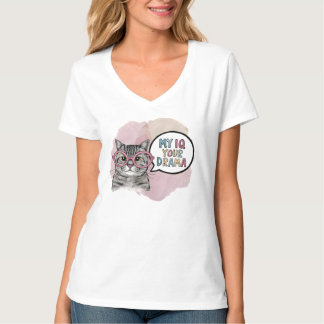 メガネ猫のユーモア "私のIQ > あなたのドラマ" - サルカズム Tシャツ