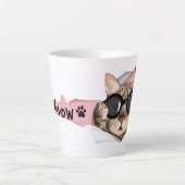 メガネ猫「ニャー」デザイン カフェラテマグ (正面)