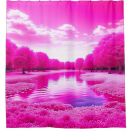 メガピンクの森 シャワーカーテン