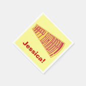 メガフォンイエローレッドハッピーバースデーナプキンス スタンダードカクテルナプキン (角)