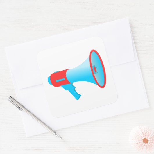 メガフォン赤と青 スクエアシール (封筒)