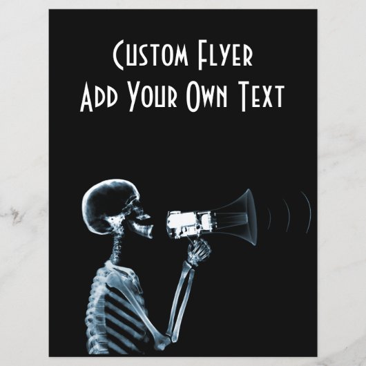 メガホンに映るX線スケルトン - 青 チラシ (正面)