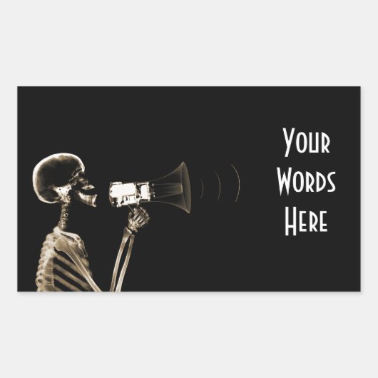 メガホンのX線視覚骨格 – SEPIA 長方形シール (正面)