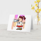 メガホン付き少女 カード (黄色い花)