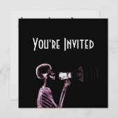 メガホン-ピンクのX線の視野の骨組 招待状 (正面/裏面)