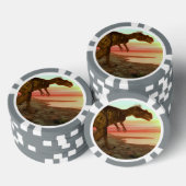 メガロザウルス恐竜の歩くを海に向けて ポーカーチップ (積み重ね)