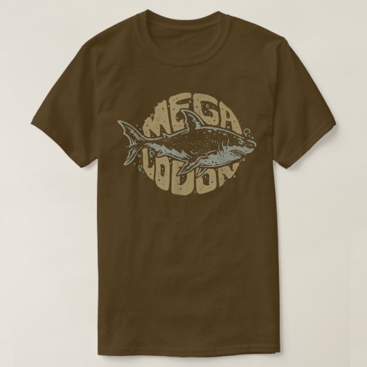 メガロドンシャークプレヒストリック海 Tシャツ (デザイン正面)