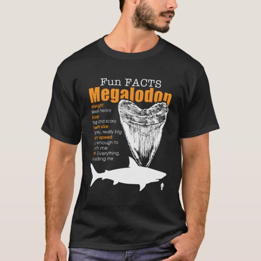 メガロドン長袖シャツおもしろい- Megalodon Fact Tシャツ (正面)