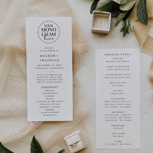 メガンモノグラムシンプル白黒モダン結婚ズ プログラム