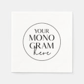 メガンモノグラムシンプル白黒ユニーク結婚ズ スタンダードカクテルナプキン (正面)