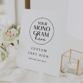 メガンモノグラム白黒モダンカスタムウェディング 台座サイン