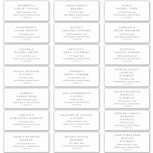 メガン白黒結婚ズゲスト住所 シール (正面)