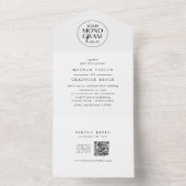 メガン白黒QRコードモノグラムモダン結婚ズ オールインワン招待状 (内側)