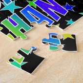 「メガン」ファーストネーム、おもしろい「ハッピーバースデー」 ジグソーパズル (側面)